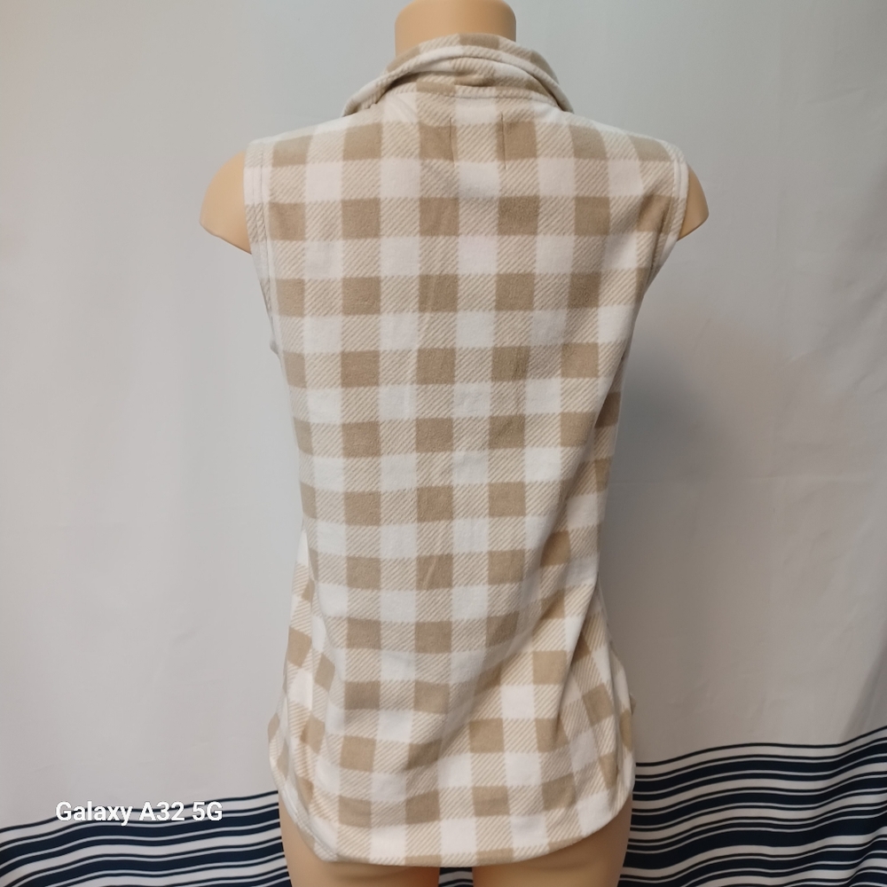MarleyLilly Women Size M Plaid Sleeveless Zip-Up Vest Offer Are Welcome - Picture 8 of 14